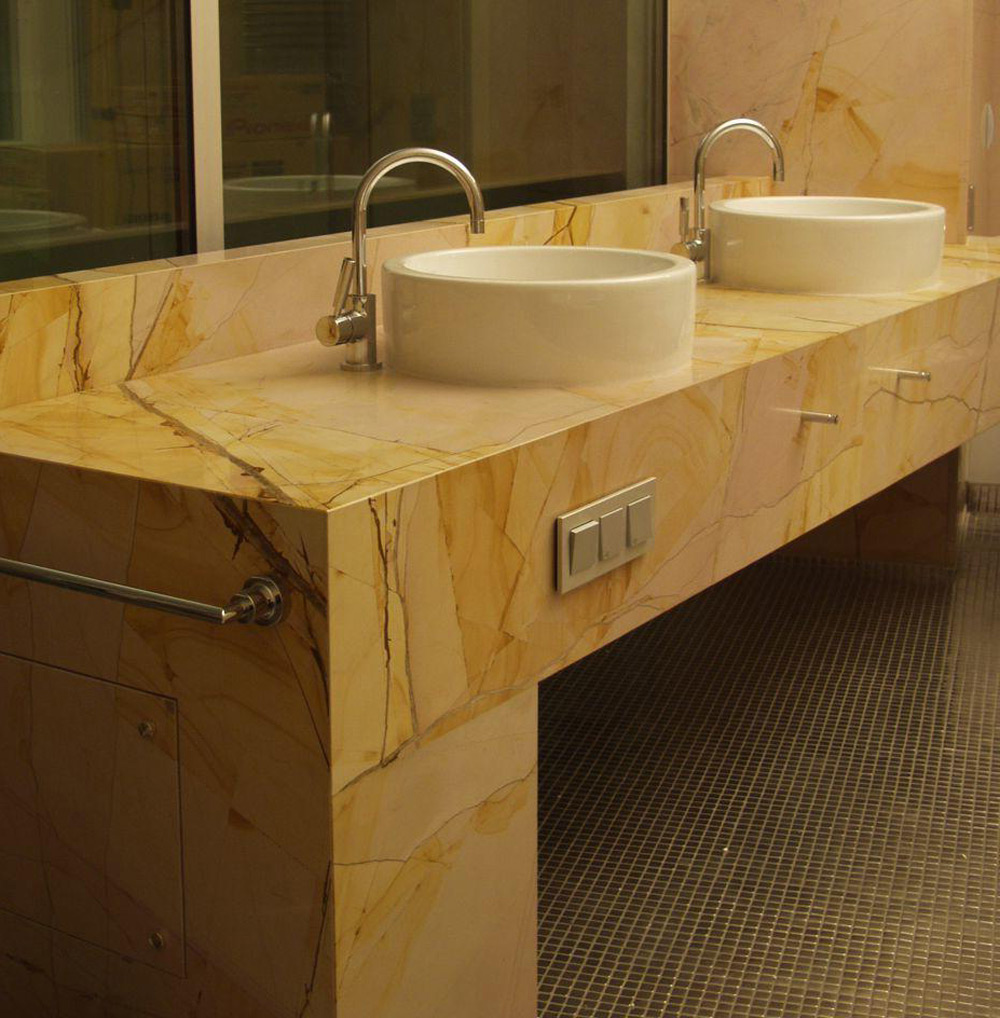 Столешница для ванной комнаты из натурального кварца